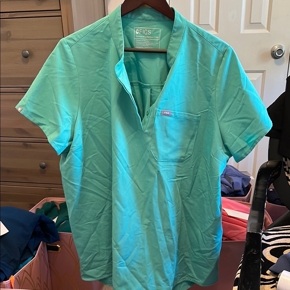 Figs Green Polo Shirt Classic Cotton Blend
